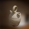 Traditional Earthenware Ceramic Vessel With Loop Handle And Small Spout