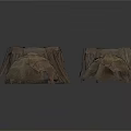 Four Weathered Fabric Coverings With Tattered Edges And Brown Texture