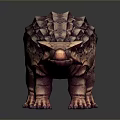 Realistic 3D Armored Dinosaur Model With Scaly Skin Horned Head And Dark Background