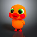 Cute Orange Cartoon Duck Character With Green Eyes Red Cheeks And Red Feet