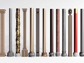 New Chinese Style Column Disc Solid Column Panlong Carved Column 3d model