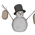 Festive Snowman Decoration With Black Hat Stick Arms And Hanging Lanterns