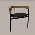 Modern Leisure Accent Chair With Wooden Armrest Metal Frame And Black Cushion