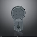 Gray Ventilation Device With Circular Panel And Cabinet Containing Sphere