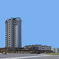 High Rise And Low Rise Residential Buildings Surrounded By Green Trees And Roads
