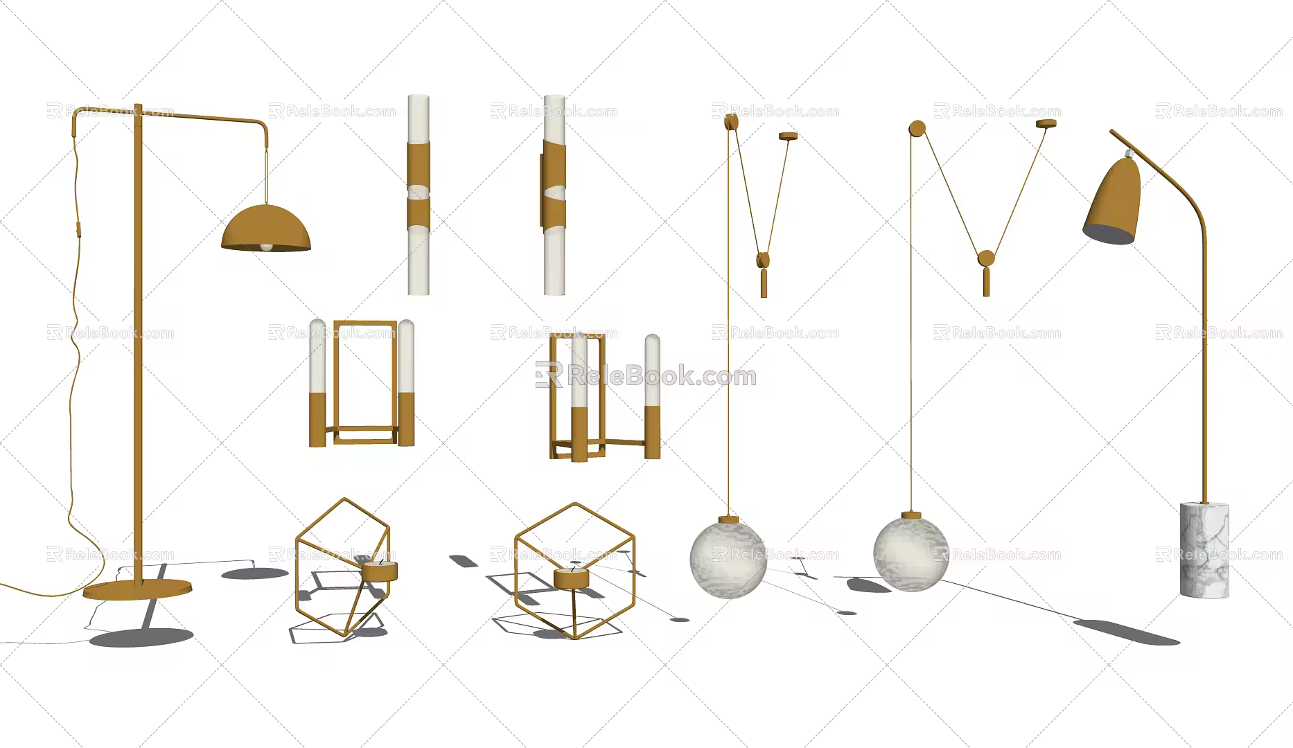 Modern lamp combination wall lamp floor lamp combination 3d model