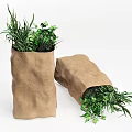 Fresh Organic Vegetables in Brown Paper Bags with Green Leaves and Herbs