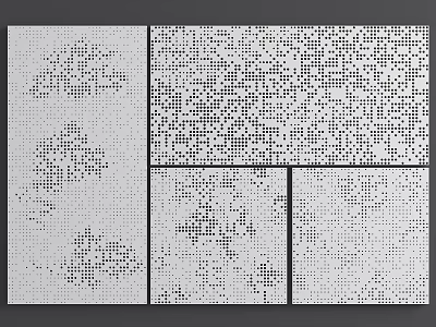 Wall Paneling With Various Dot Pattern Designs 3d model