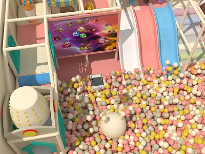 Fun Indoor Play Equipment With Ball Pool Slide Colorful Balls And Interactive Screen 3d model
