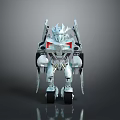 Silver Mechanical Robot With Red Chest And Black Components On Wheels