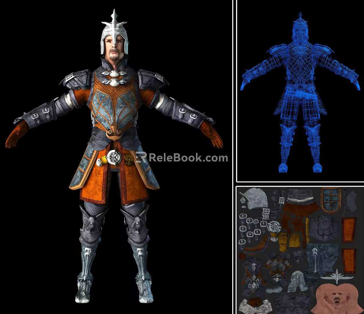 Modern game character armor 3d model