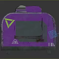 Purple Electronic Appliance with Green Triangle Blue QR Code Label Ventilation Grille and Base