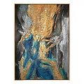 Abstract Modern Oil Painting With Gold Blue Textures And Textured Brushstroke Details In Contemporary Art Style