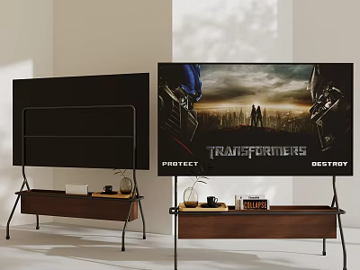 Modern TV Sets With Transformers Movie Display And Wooden TV Stands In Living Room 3d model