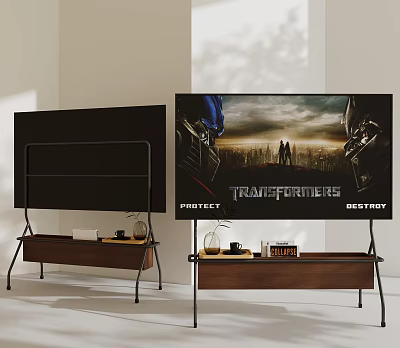 Modern TV Sets With Transformers Movie Display And Wooden TV Stands In Living Room 3d model