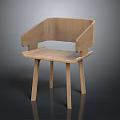 Simple Wooden Chair With Armrests Square Seat And Minimalist Leg Design Structure