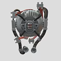 Smart Machine Mechanical Clock Design With Red Silver Structure Black Dial And Connected Tubes