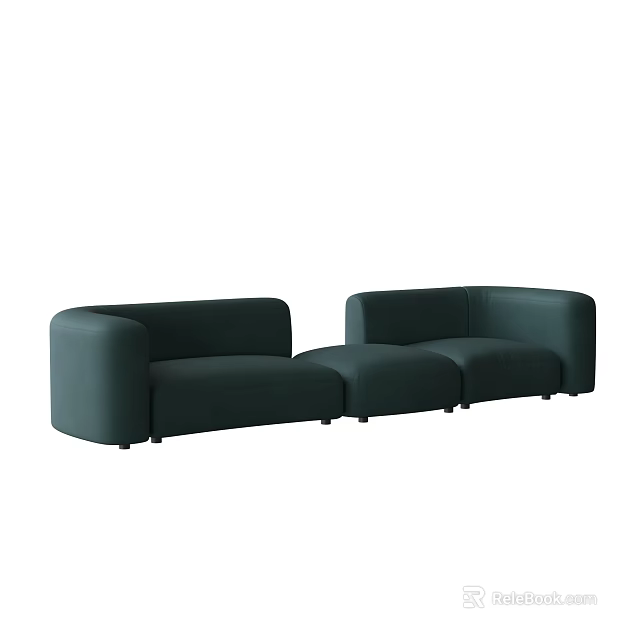 Dark Green Multi Person Sofa with Modern Minimalist Upholstered Design and Modular Sections 3d model