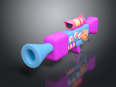 Colorful Kids Toy Gun With Pink Blue Design And Cartoon Bear Pattern 3d model