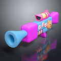 Colorful Kids Toy Gun With Pink Blue Design And Cartoon Bear Pattern