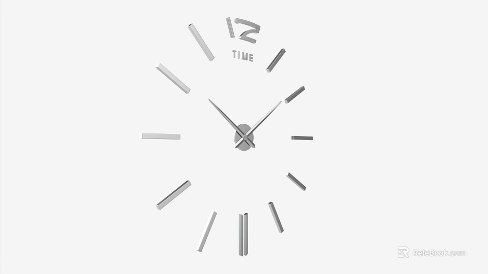Modern Minimalist Wall Clock With Metal Hands And Number 12 Time 3d model 