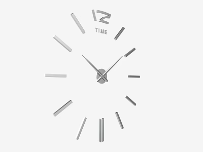 Modern Minimalist Wall Clock With Metal Hands And Number 12 Time 3d model