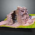 Ancient Historical Stone Building Ruins Featuring Ruined Walls And Green Grass