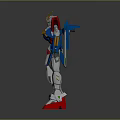 Vibrant Mecha Robot Character Featuring Blue Red Yellow White Armor And Mechanical Wings