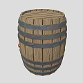 Cartoon Scene With Vintage Wooden Barrel And Metal Hoops Detailed Texture Design