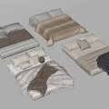Beds With Different Designs Featuring Neutral Linens Pillows And Blankets 3d model