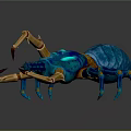 Detailed Blue Transparent Scorpion Art Model With Yellow Pincers And Legs