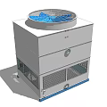 White Industrial Cooling Tower With Circular Top Fan Multi layer Structure And Bottom Grille 3d model