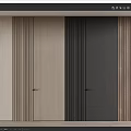 Modern Swing Doors With Vertical Grooves In Light And Dark Wood Tones