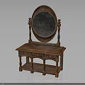 Elegant Classic Wooden Dressing Table with Oval Mirror and Drawers