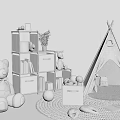 Plush Toys In Kids Room With Storage And Teepee Tent