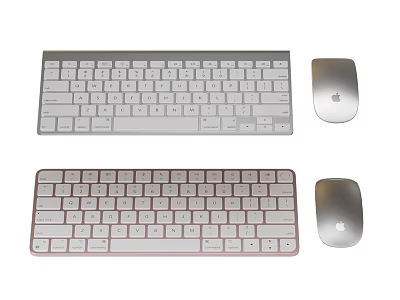 Wireless Keyboard And Mouse Combo In Silver And Rose Gold Colors For Desktop Computers 3d model