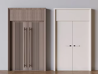 Cream Double Door Double Door Double Door Solid Wood Double Door 3d model