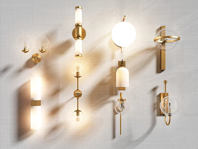 Elegant Modern Wall Lamps With Various Designs And Glass Shades 3d model