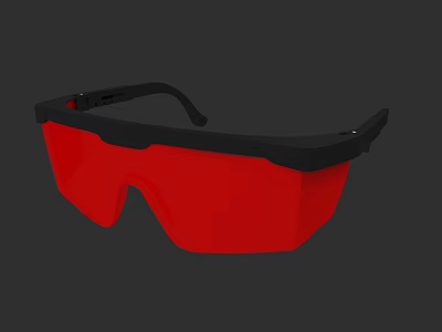 Protective Safety Goggles With Red Lenses And Black Frame Design 3d model