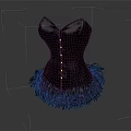 Black Corset With Feather Trim And Decorative Buttons For Fashionable Outfits