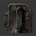 Vintage Rusted Metal Door Handle With Rustic Green Brown Patina And Old Lock Mechanism