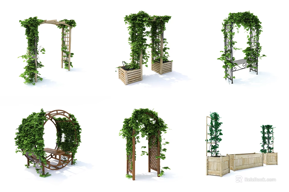 Vines Decorative Structures Including Arches Benches And Trellises For Outdoor Spaces 3d model