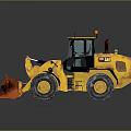 Yellow Construction Loader With Large Bucket And Black Tires On Reflective Surface 3d model