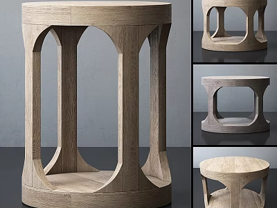 Modern Round Wooden Dining Table With Unique Hollow Out Structure And Light Finish 3d model