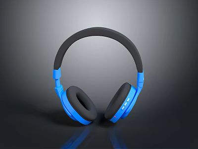 Stylish Blue And Black Over Ear Headphones With Soft Cushion Earpads And Adjustable Headband 3d model