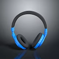 Stylish Blue And Black Over Ear Headphones With Soft Cushion Earpads And Adjustable Headband