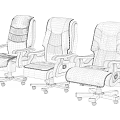 Comfortable Black Leather Office Chair With Wooden Armrests Thick Backrest And Wheels