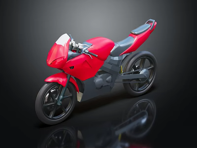 Modern Red Motorcycle With Sleek Aerodynamic Body Sporty Design And Glossy Finish 3d model