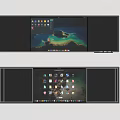 Two Device Screens Showing Desktop Interfaces With App Icons And Background