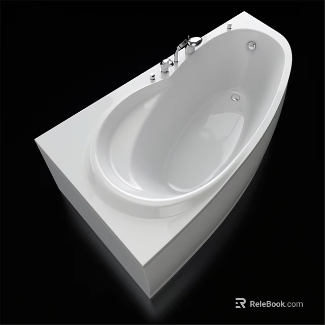 Modern White Bathtub Design With Sleek Surface Square Base And Chrome Faucet 3d model 